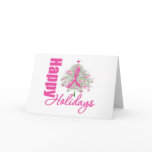 Happy Holidays Breast Cancer Pink Ribbon Greeting Card