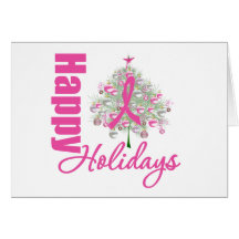 Happy Holidays Breast Cancer Pink Ribbon Greeting Card