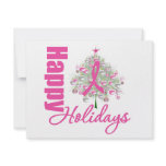 Happy Holidays Breast Cancer Pink Ribbon invitations