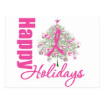 Happy Holidays Breast Cancer Pink Ribbon Post Card