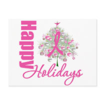 Happy Holidays Breast Cancer Pink Ribbon Post Card