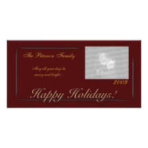 Happy Holidays Burgundy & Gold Photo Card