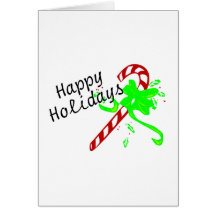 Happy Holidays Christmas Candy Cane Greeting Cards