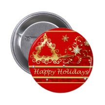 Happy Holidays Christmas Tree Button