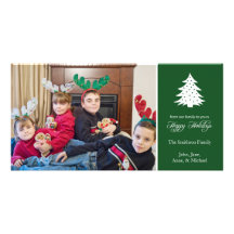 Happy Holidays Christmas Tree (Evergreen) Photo Card Template