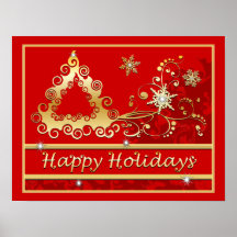 Happy Holidays Christmas Tree Posters