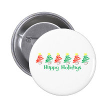Happy Holidays (Christmas Trees) Pinback Buttons