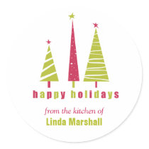 Happy Holidays Christmas Trees Sticker