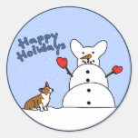 Happy Holidays Corgi Stickers