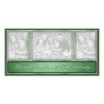 Happy Holidays Elegant Modern Green Personalized Photo Card