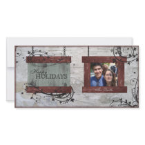 Happy Holidays Family Photo Card - Barn Board