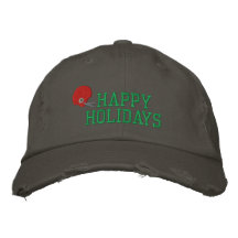 Happy Holidays Football Embroidered Hat