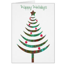 Happy Holidays Funky Modern Christmas Tree Cards