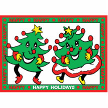 Happy Holidays Funny Dancing Christmas Trees Cut Outs