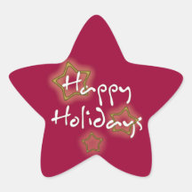 Happy Holidays Gold Stars Stickers