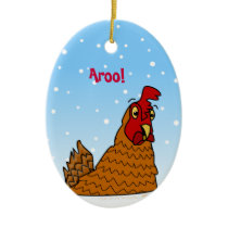 Happy Holidays Hen in Snow Xmas Chicken Ornament