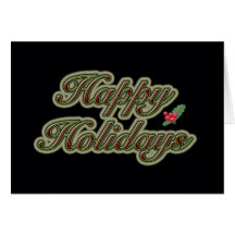 Happy Holidays in Text on Black Greeting Card