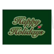 Happy Holidays in Text on Green Greeting Card