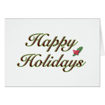 Happy Holidays in Text on White Greeting Card