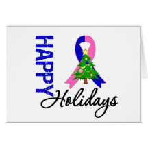 Happy Holidays Male Breast Cancer Awareness Greeting Card