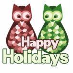 Happy Holidays Owls Acrylic Cut Out