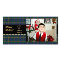 Happy Holidays Photo Card blue plaid