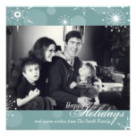 Happy Holidays Photo Card -Teal White Snowflakes Announcements