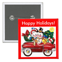Happy Holidays! Pinback Buttons
