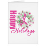 Happy Holidays Pink Ribbon Wreath Cards