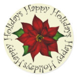 Happy Holidays Poinsettia Stickers