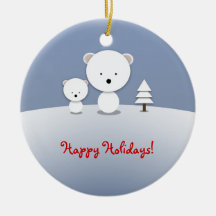 Happy Holidays Polar Bear Ornament Kawaii