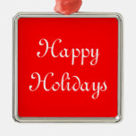 Happy Holidays. Red and White. Festive. Christmas Ornament