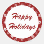 Happy Holidays Red Snowflake Pattern Stickers