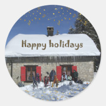 happy holidays round sticker