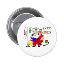 HAPPY HOLIDAYS SANTA NURSE PINBACK BUTTONS