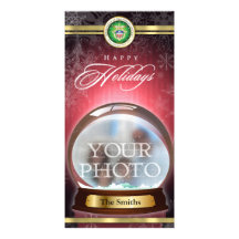 Happy Holidays Snow Globe Customized Photo Card