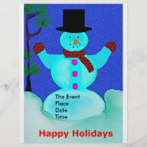 Happy Holidays Snowman Christmas Party Flyer