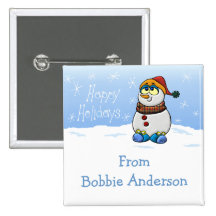 Happy Holidays Snowman Pins