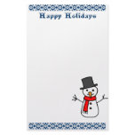 Happy Holidays Snowman Custom Stationery