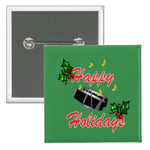 Happy Holidays Steel Pan Button