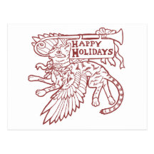 Happy Holidays Winged Herald Postcard