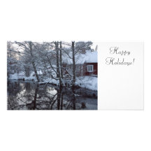 Happy Holidays winter scene Custom Photo Card