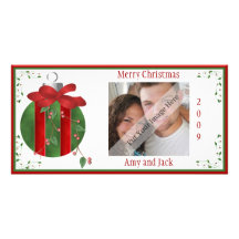 Happy Holly Contemporary Christmas Photo Card