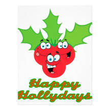 happy hollydays holidays cute holly berries announcement