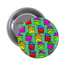Happy House Wallpaper Pinback Buttons