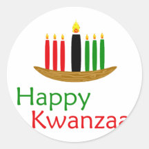 Happy Kwanzaa Round Stickers
