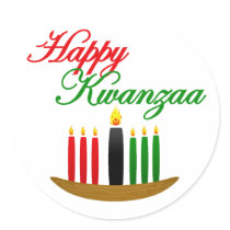 Happy Kwanzaa Round Stickers
