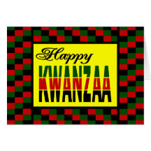 Happy Kwanzaa With Red, Black, and Green Border Greeting Card