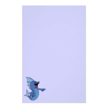HAPPY LAUGHING BLUE CARTOON FISH GRAPHIC HUMOR LIG STATIONERY PAPER