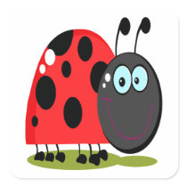 happy little lady bug square stickers